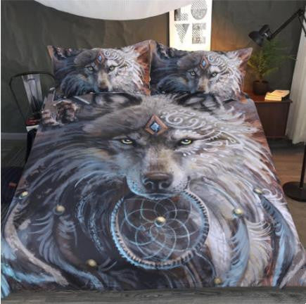 3D Digital Printing Wolf Tribe Warrior Duvet Cover Set