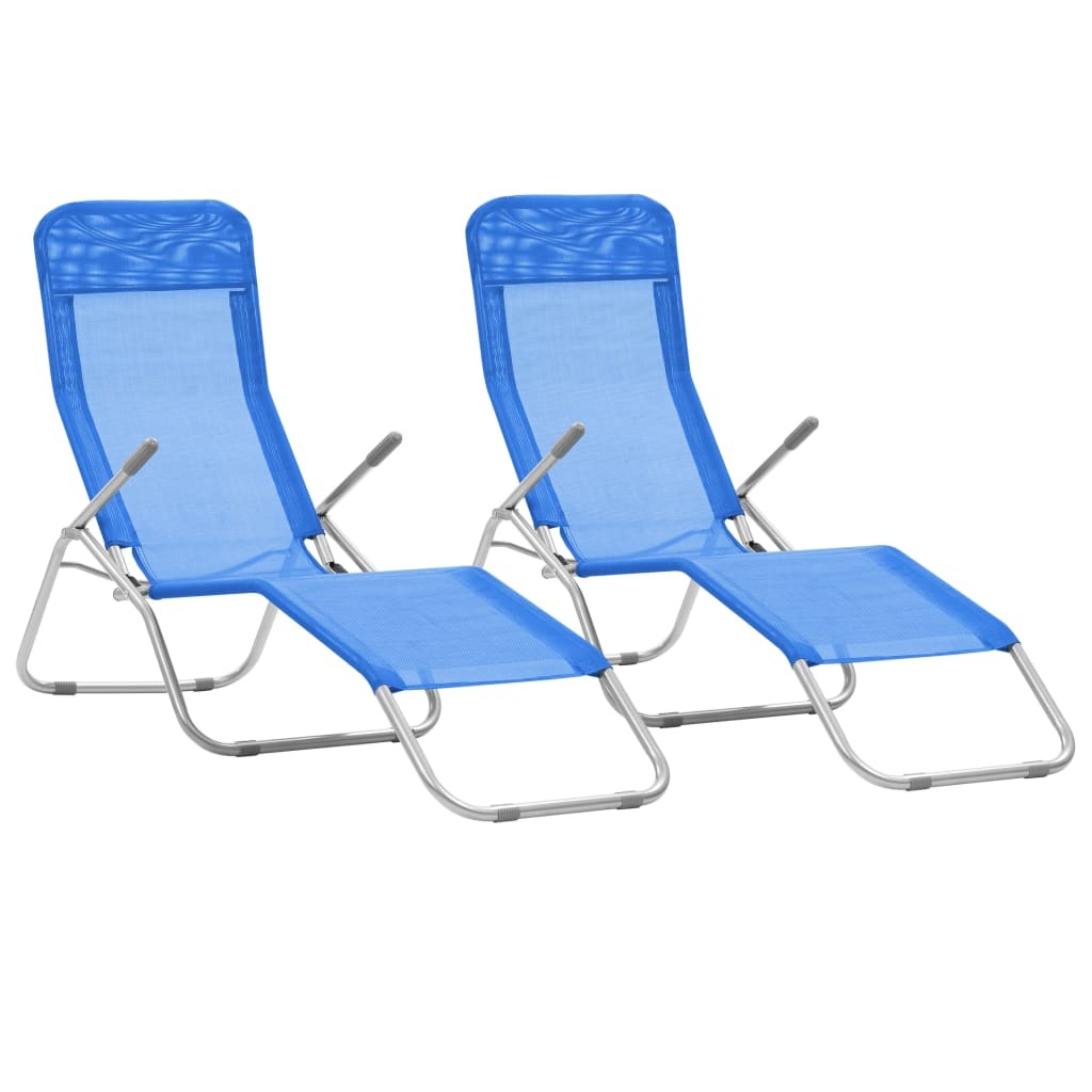 Folding Sun Loungers 2 pcs Textilene Blue W2B