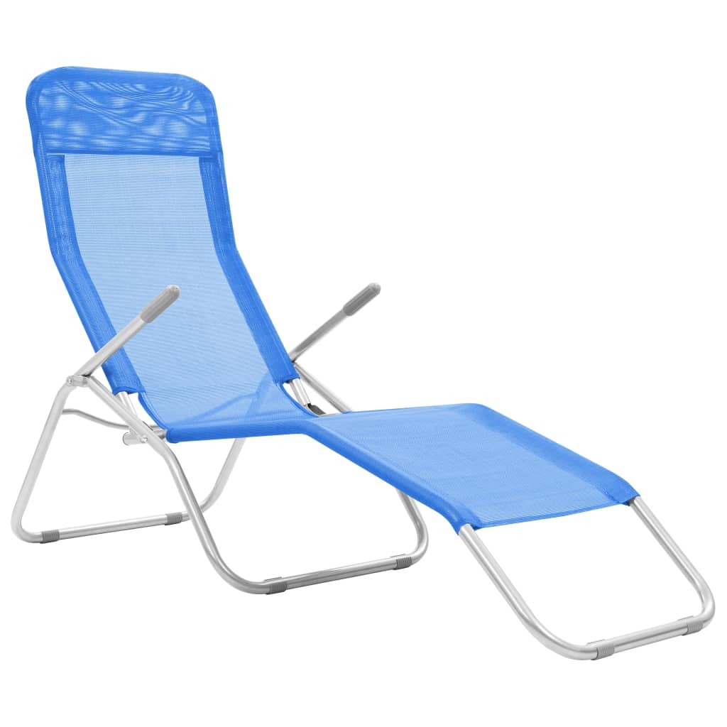 Folding Sun Loungers 2 pcs Textilene Blue W2B