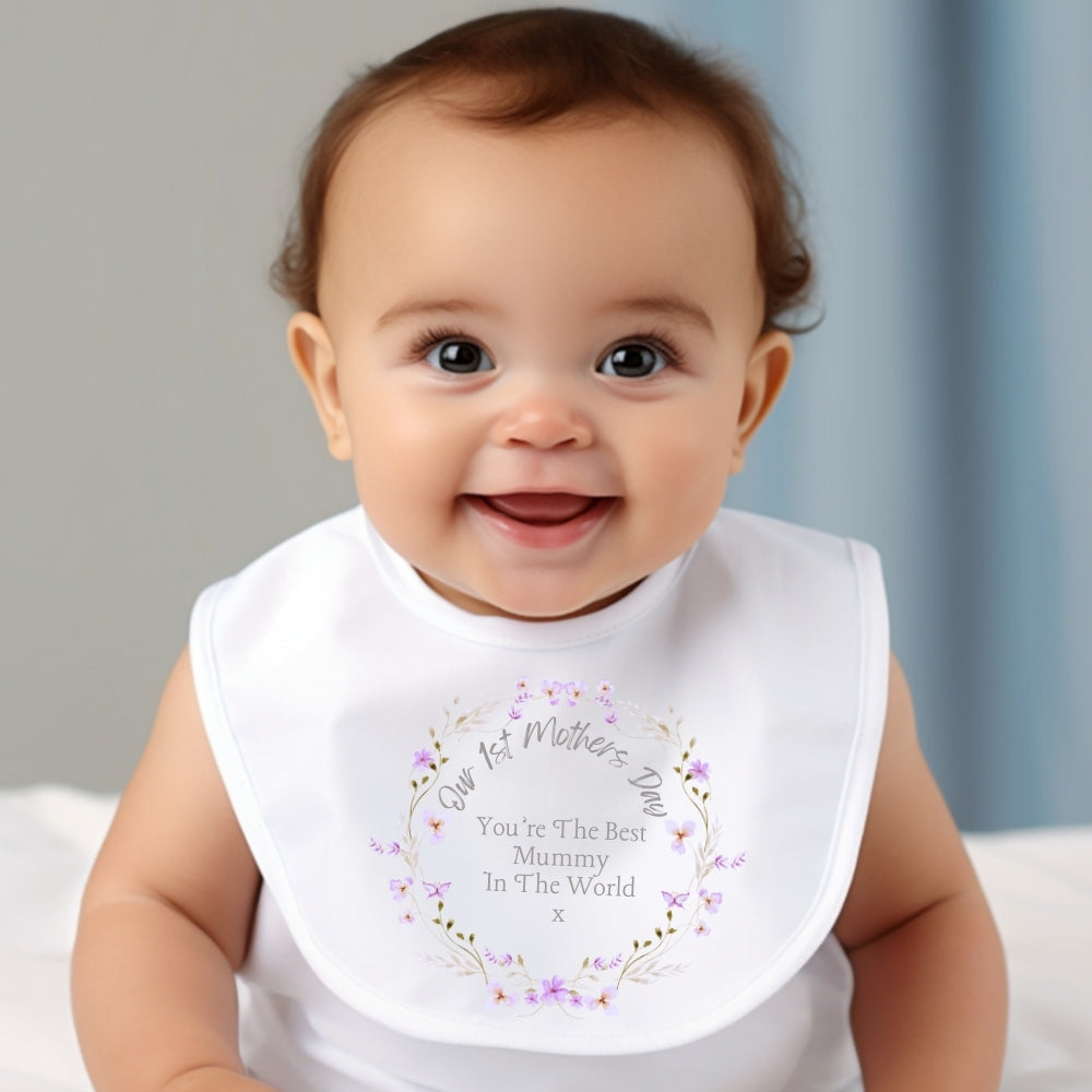 Our 1st Mother's Day Pretty Flowers Baby Outfit: Bib, Vest, Baby Grow Aye Do Gifts