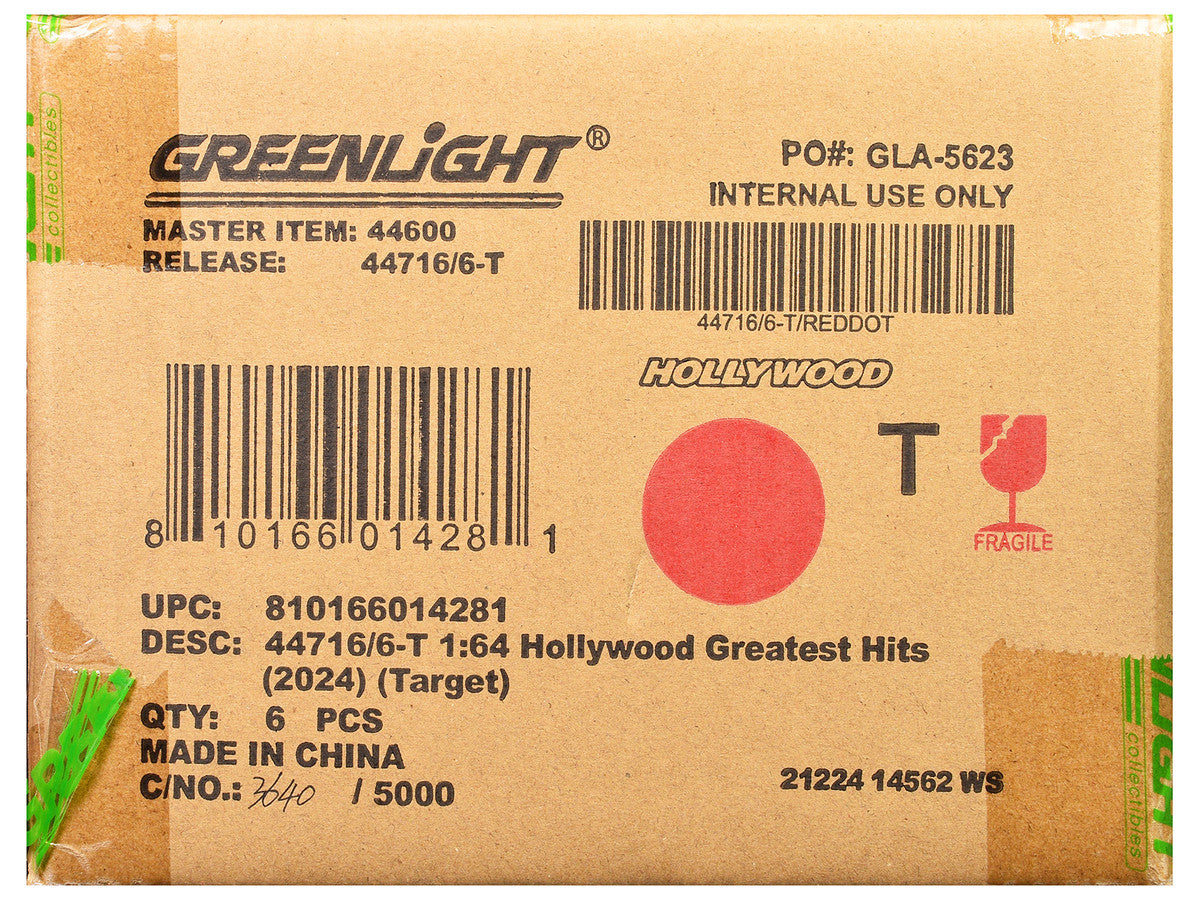 "Hollywood Greatest Hits" (2024) Set of 6 pieces 1/64 Diecast Model Cars by Greenlight Greenlight