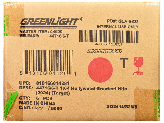 "Hollywood Greatest Hits" (2024) Set of 6 pieces 1/64 Diecast Model Cars by Greenlight Greenlight