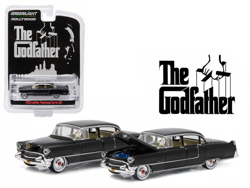 1955 Cadillac Fleetwood Series 60 Black "The Godfather" (1972) Movie "Hollywood Series" Release 14 1/64 Diecast Model Car by Greenlight Greenlight