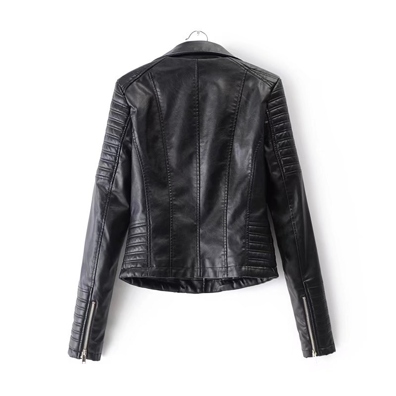 Slim European and American motorcycle leather jacket LadyShow.Store
