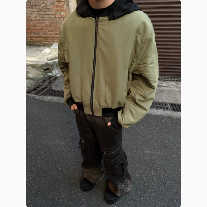 Men's Detachable Hooded Double-sided Leather Jacket LadyShow.Store