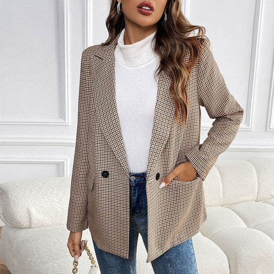 Suit One Button Houndstooth Suit Jacket LadyShow.Store