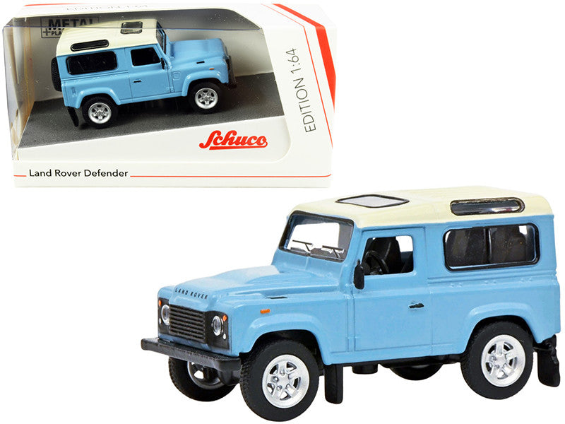 Land Rover Defender Light Blue with Cream Top 1/64 Diecast Model Car by Schuco Schuco