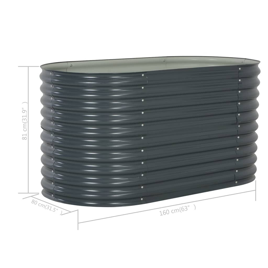 Garden Raised Bed 63"x31.5"x31.9" Galvanized Steel Gray W2B