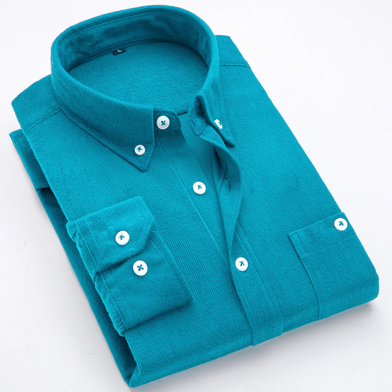 Men's Thin Corduroy Long Sleeve Shirt for Winter Pi-Mart