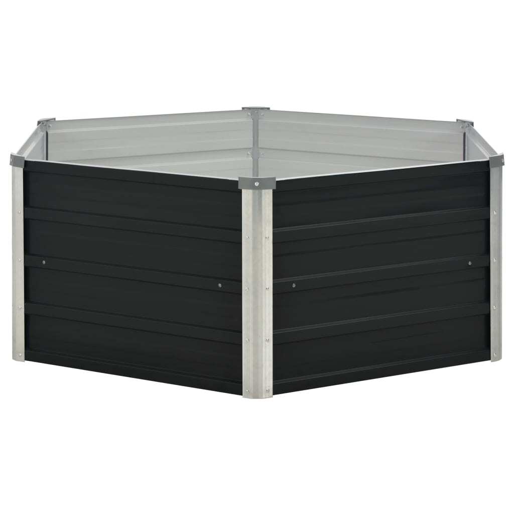 Raised Garden Bed Anthracite 50.8"x50.8"x17.7" Galvanized Steel W2B