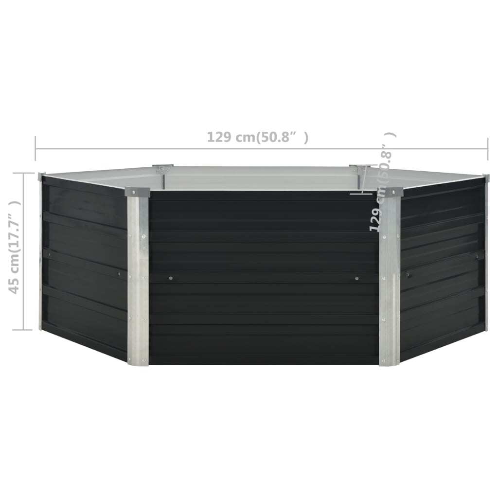 Raised Garden Bed Anthracite 50.8"x50.8"x17.7" Galvanized Steel W2B