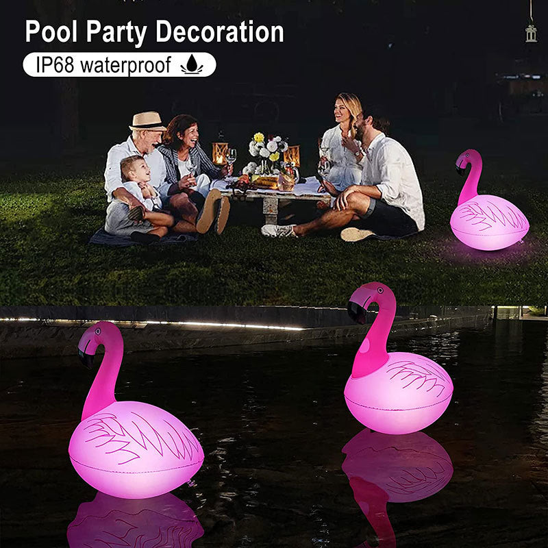 Luminous Flamingo Lamp Solar Charging Outdoor Waterproof Swimming Pool Floating CJD