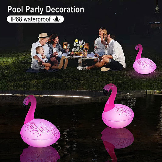 Luminous Flamingo Lamp Solar Charging Outdoor Waterproof Swimming Pool Floating CJD