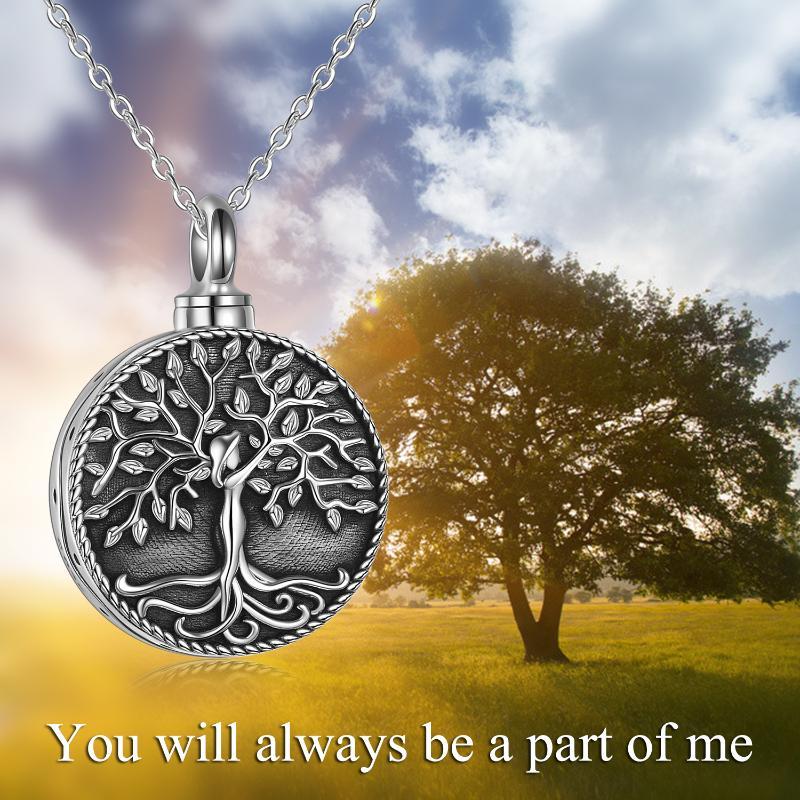 Tree of Life Urn Cremation Jewelry Necklace for Ashes in Sterling Silver Retro LadyShow.Store