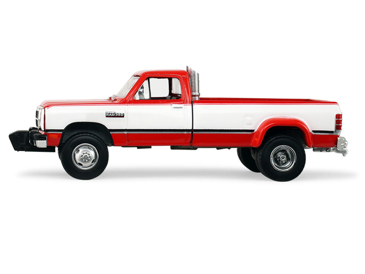 1993 Dodge Ram D350 Dually Red and White with Exhaust with Bumper Weights "Dually Drivers" Series 17 1/64 Diecast Model Car by Greenlight Greenlight