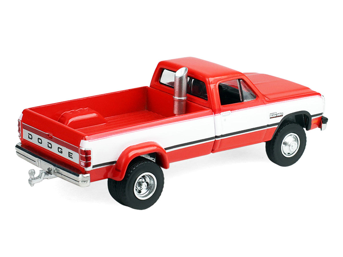 1993 Dodge Ram D350 Dually Red and White with Exhaust with Bumper Weights "Dually Drivers" Series 17 1/64 Diecast Model Car by Greenlight Greenlight