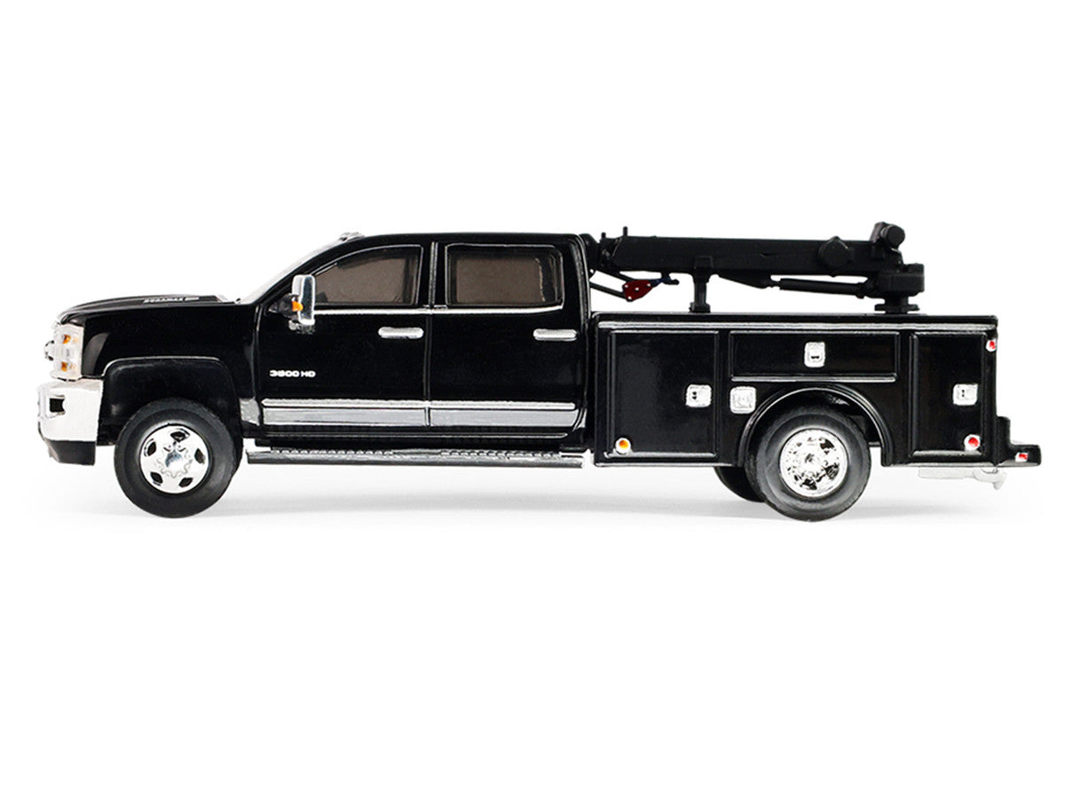2016 Chevrolet Silverado 3500 Dually Crane Truck Black "Dually Drivers" Series 17 1/64 Diecast Model Car by Greenlight Greenlight