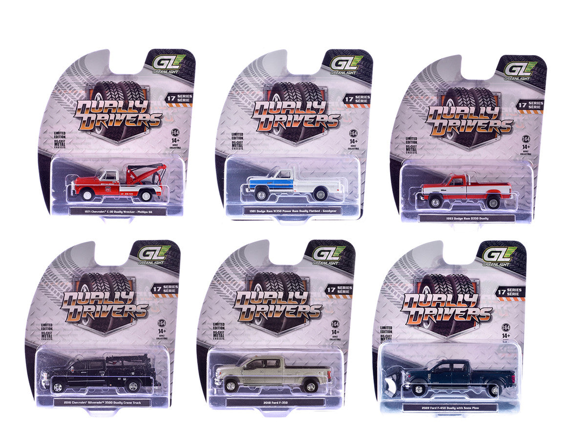 "Dually Drivers" Series 17 Set of 6 pieces 1/64 Diecast Model Cars by Greenlight Greenlight