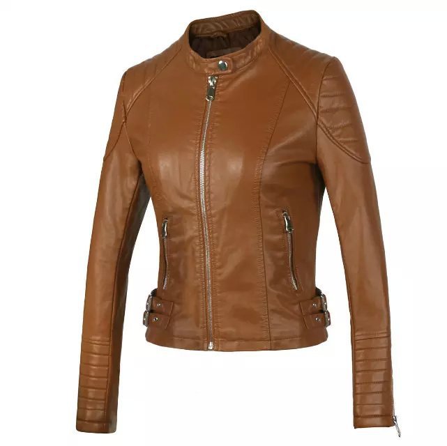 PU leather motorcycle leather jacket LadyShow.Store