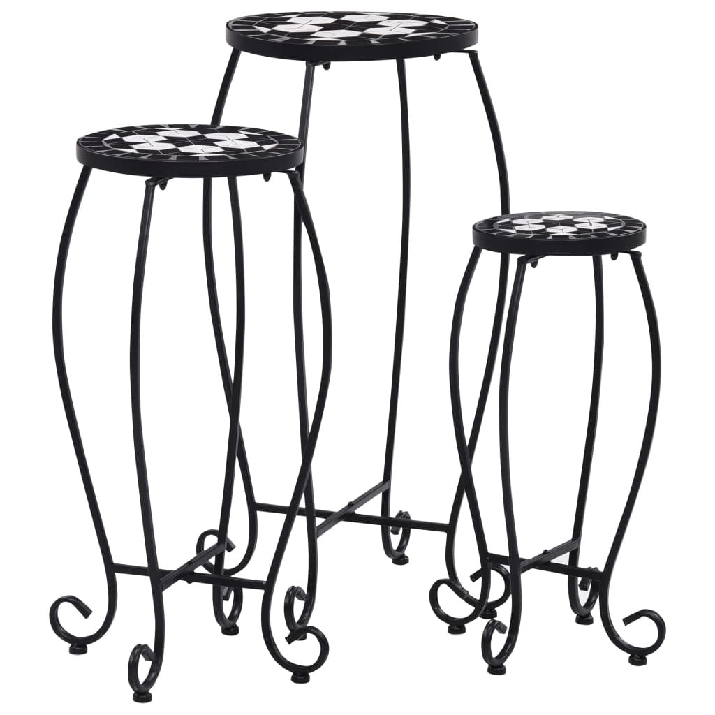 Mosaic Tables 3 pcs Black and White Ceramic W2B