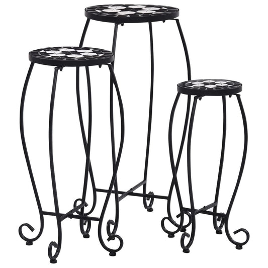 Mosaic Tables 3 pcs Black and White Ceramic W2B