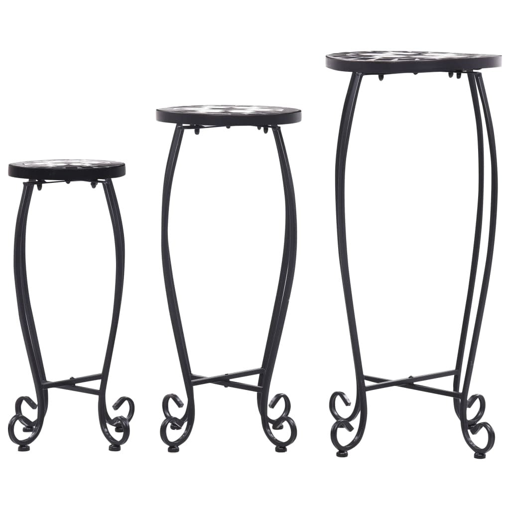 Mosaic Tables 3 pcs Black and White Ceramic W2B