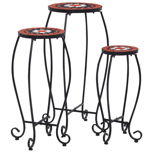 Mosaic Tables 3 pcs Terracotta and White Ceramic W2B