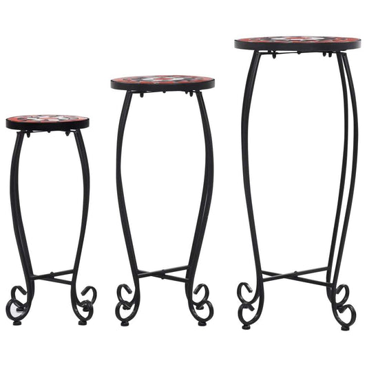Mosaic Tables 3 pcs Terracotta and White Ceramic W2B