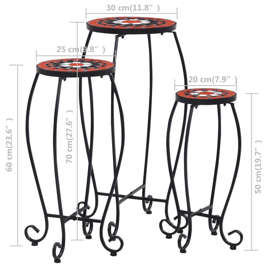 Mosaic Tables 3 pcs Terracotta and White Ceramic W2B