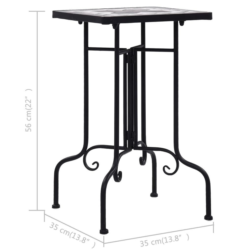 Mosaic Side Table Black and White Ceramic W2B