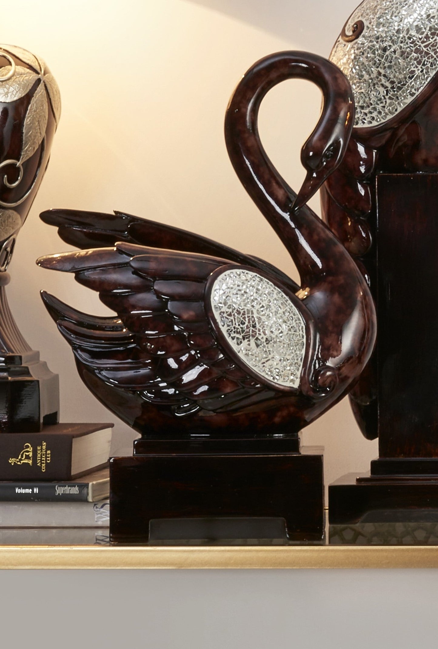 17" Marbleized Cherry Brown Dove Figurine Sculpture W2B