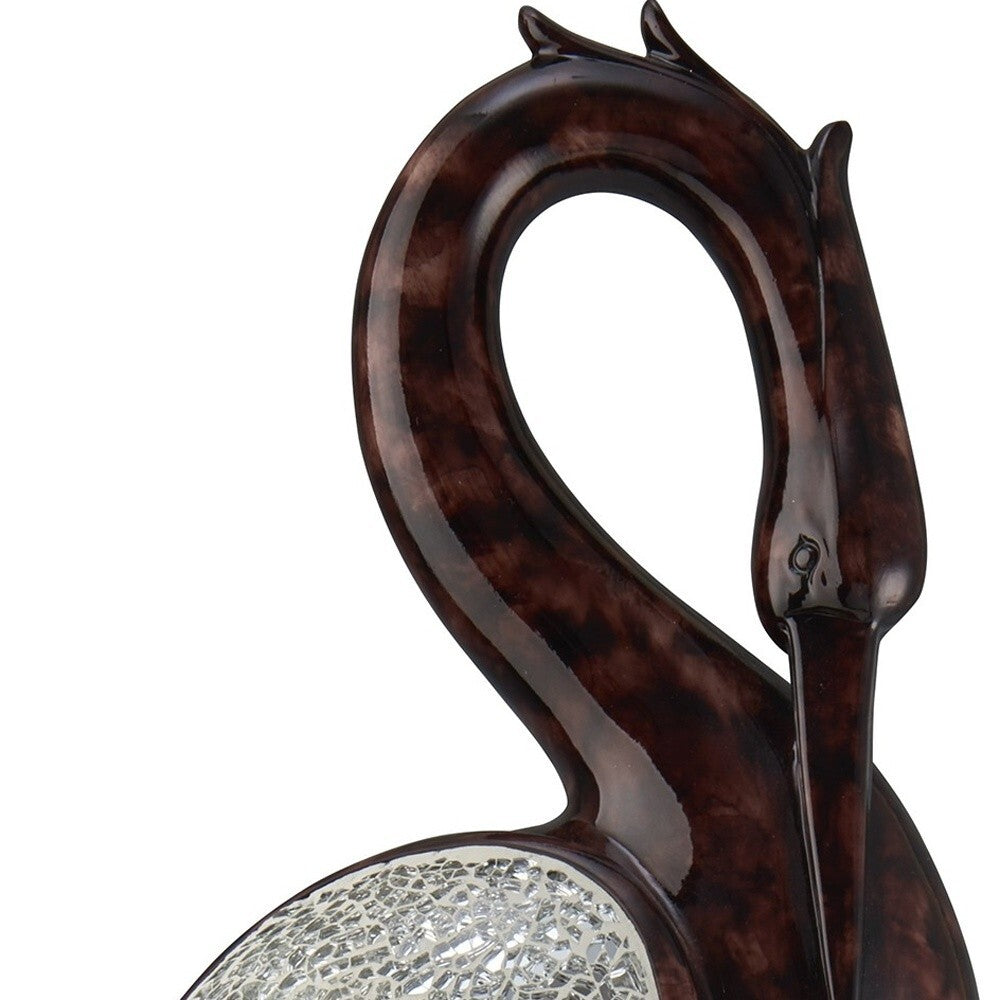 27" Marbleized Cherry Brown Polyresin Crane Figurine Sculpture W2B