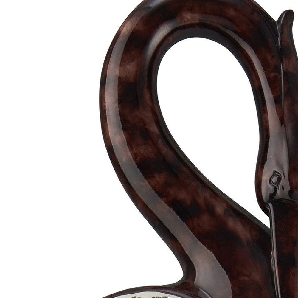 27" Marbleized Cherry Brown Polyresin Crane Figurine Sculpture W2B