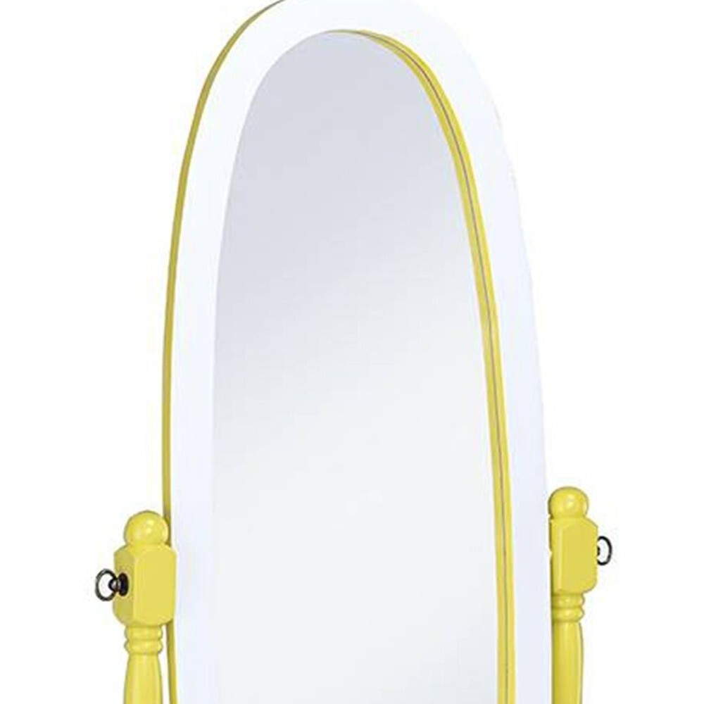 Yellow Oval Cheval Standing Solid Wood Mirror W2B