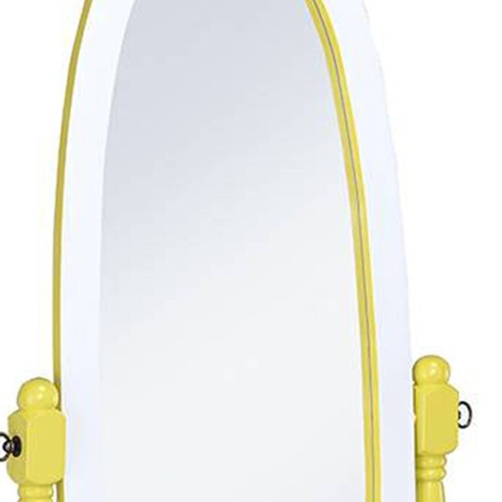Yellow Oval Cheval Standing Solid Wood Mirror W2B