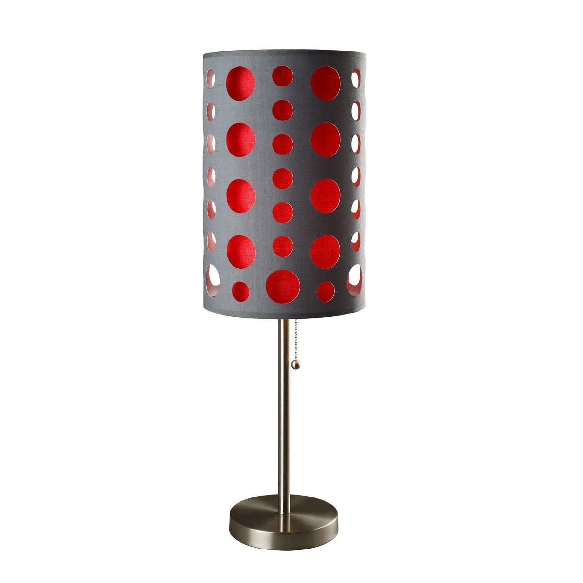 33" Gray and Red Mod Dot Novelty Table Lamp W2B