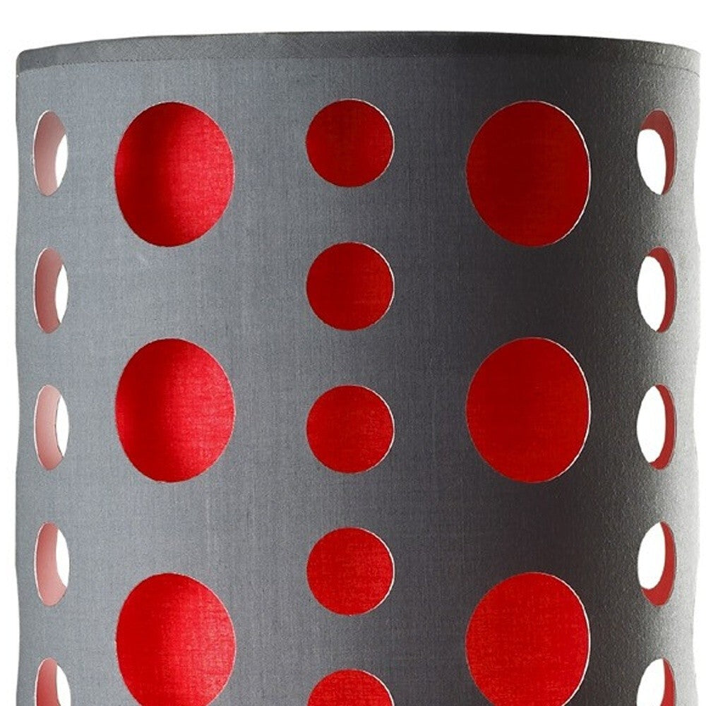 33" Gray and Red Mod Dot Novelty Table Lamp W2B