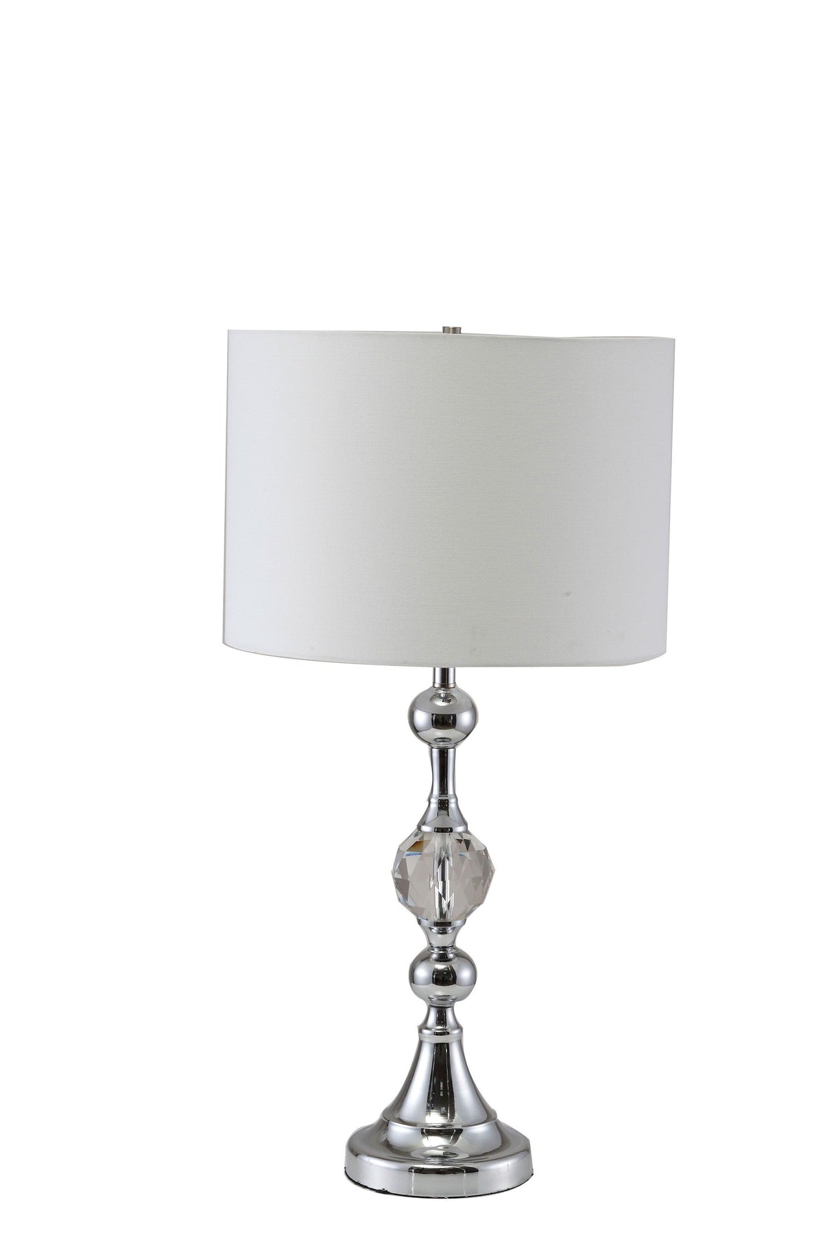 30" Silver Metal Bedside Table Lamp With White Classic Drum Shade W2B