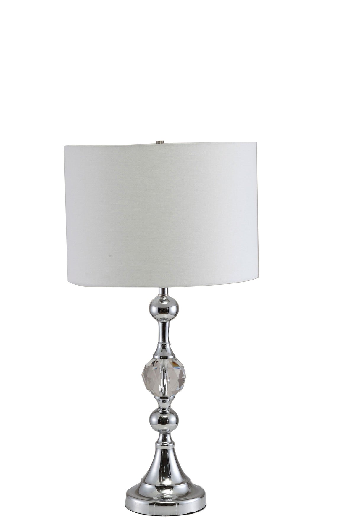 30" Silver Metal Bedside Table Lamp With White Classic Drum Shade W2B