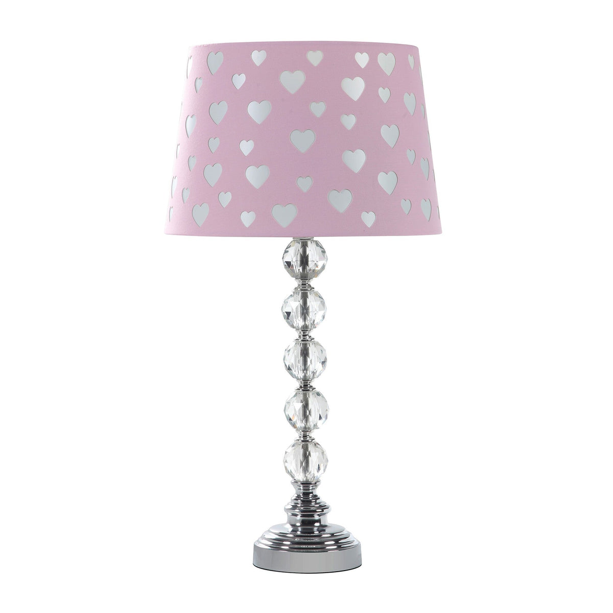 22" Crystal With Pink And White Dot Shade Table Lamp W2B