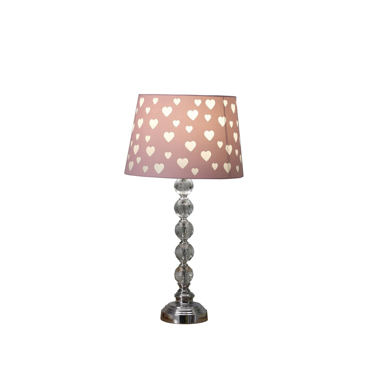 22" Crystal With Pink And White Dot Shade Table Lamp W2B