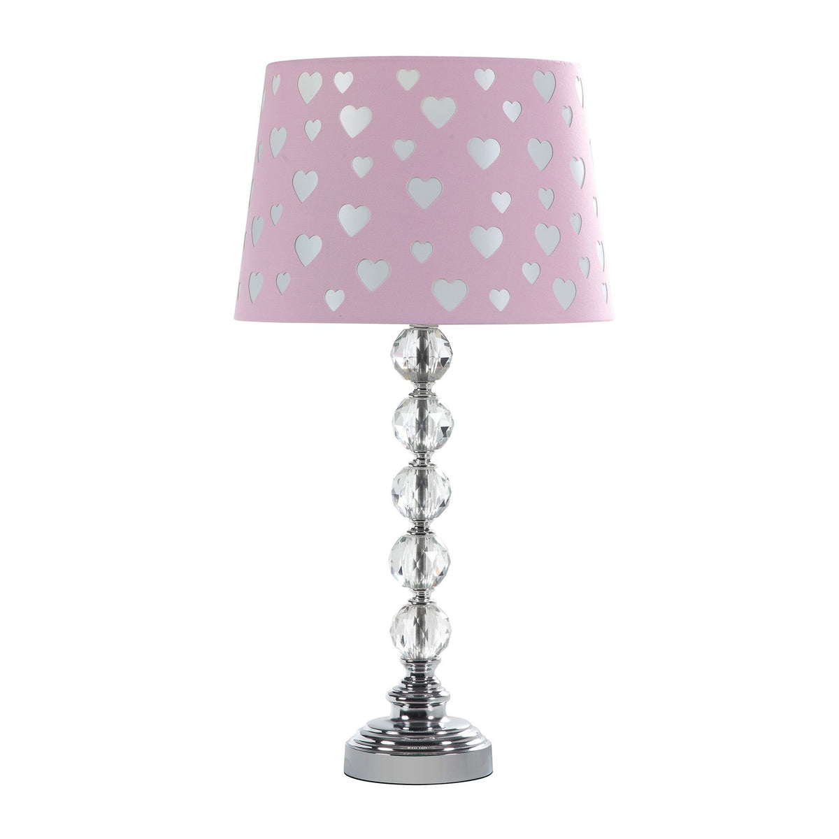 22" Crystal With Pink And White Dot Shade Table Lamp W2B