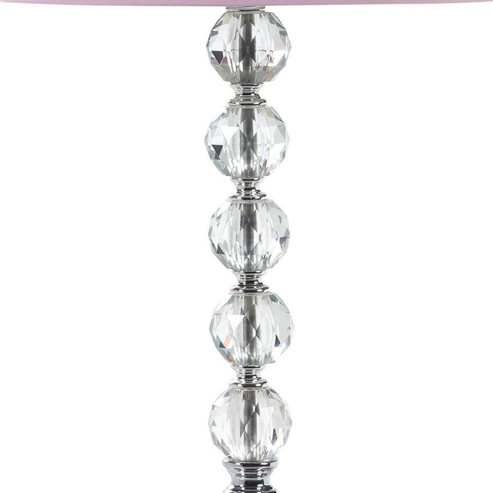 22" Crystal With Pink And White Dot Shade Table Lamp W2B