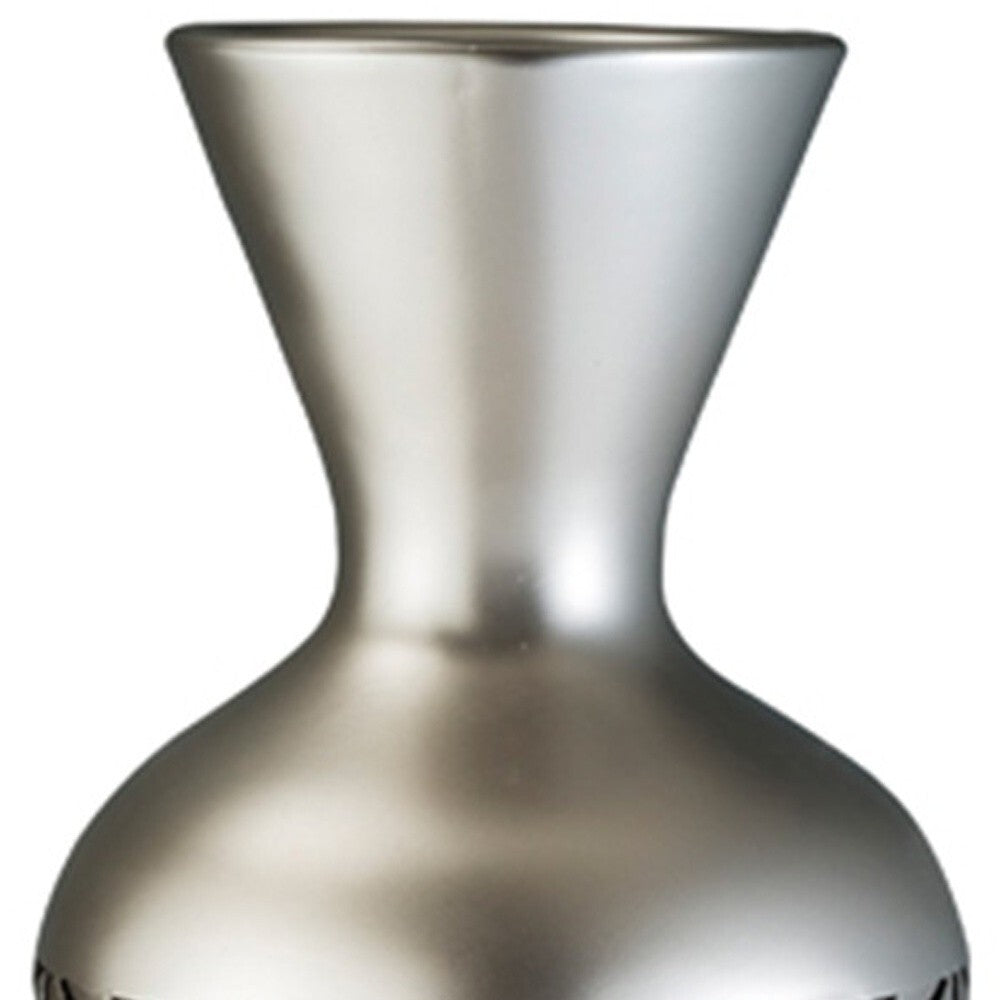 22" Brown and Silver Geometric Cylinder Polyresin Floor Vase W2B