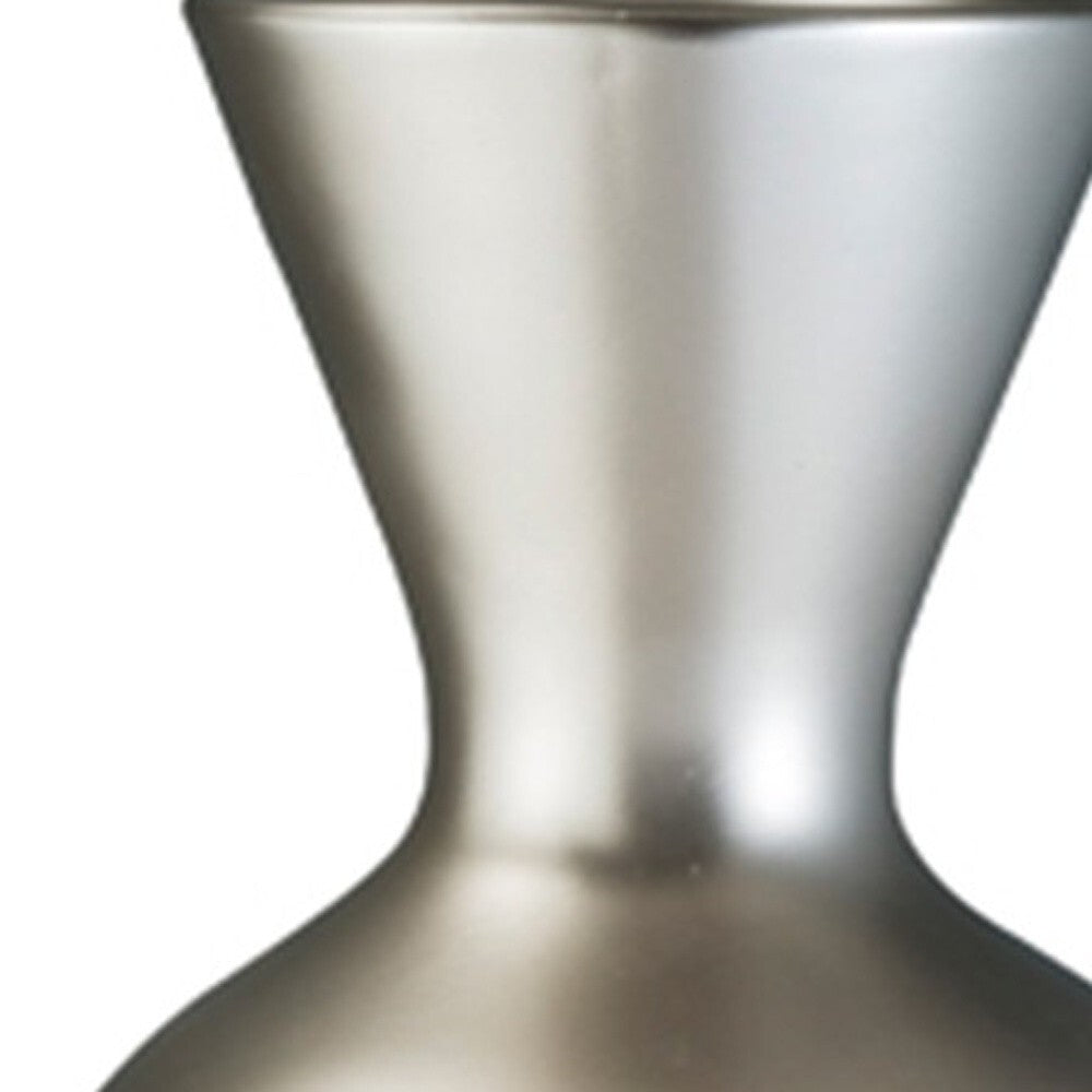 22" Brown and Silver Geometric Cylinder Polyresin Floor Vase W2B