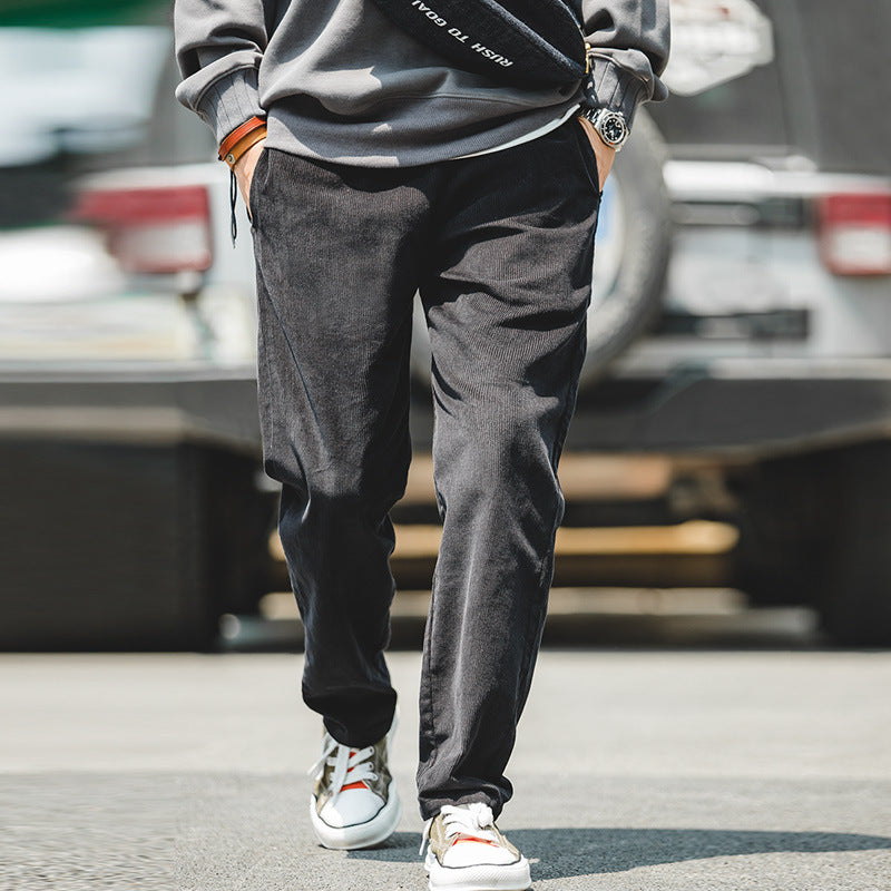 Men's Casual Khaki Corduroy Pants for Autumn/Winter Pi-Mart