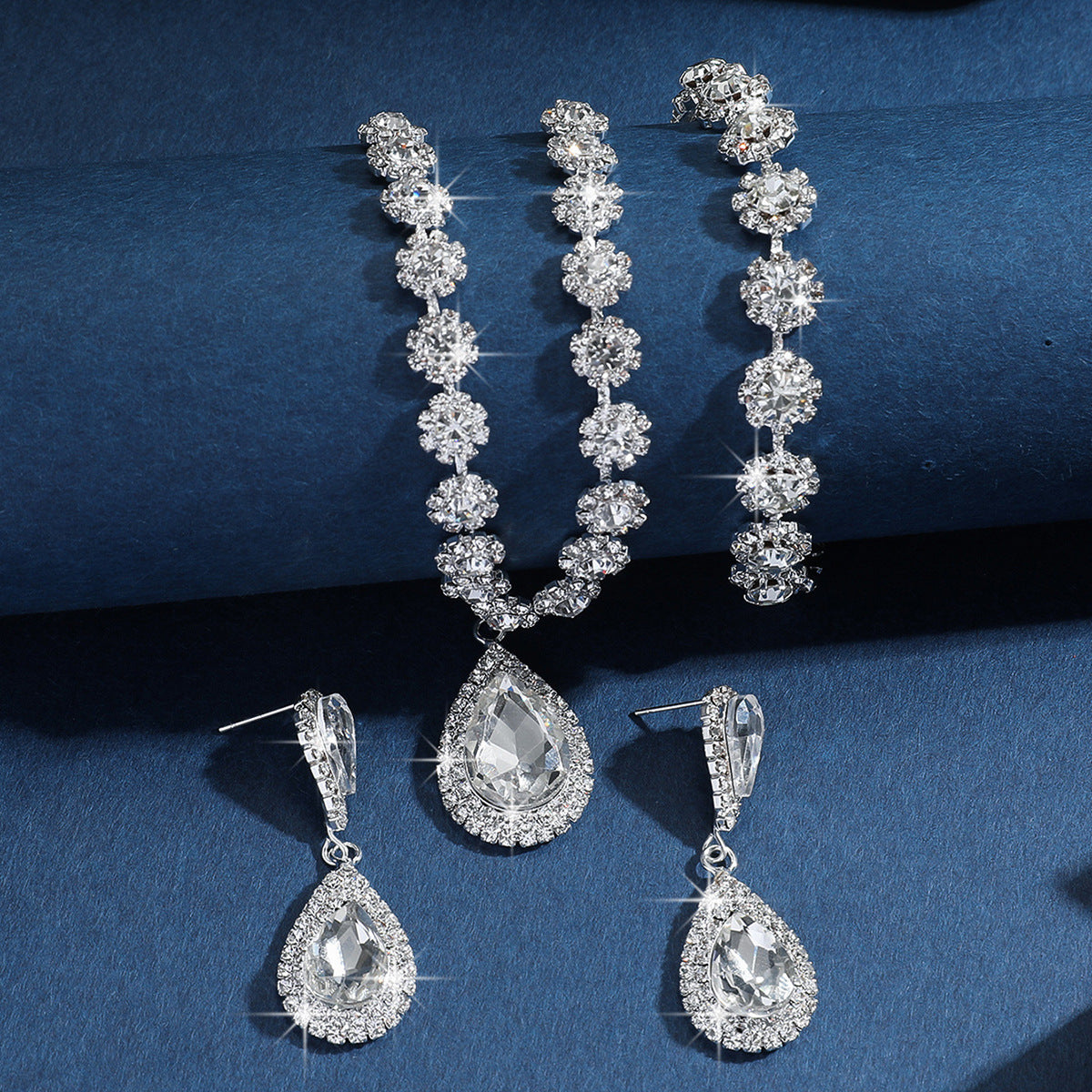 Diamond Necklace Earrings And Bracelet Three Piece Jewelry Set Best YouTube Store