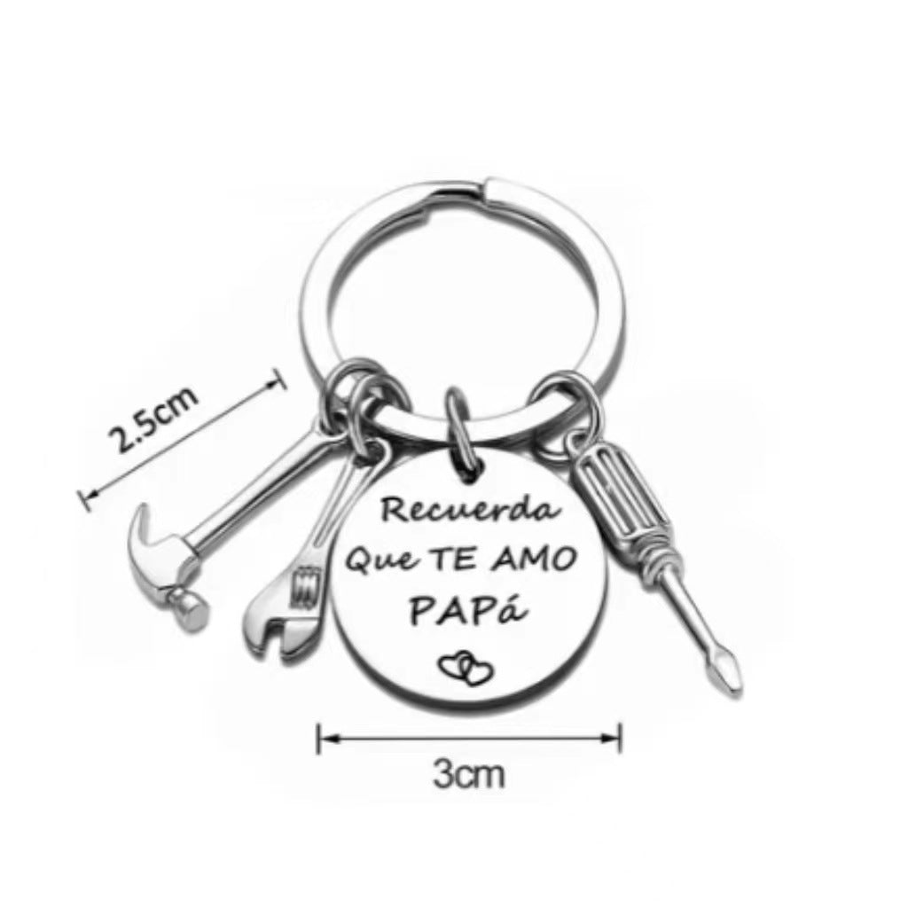 PaPa Stainless Steel Round Board Keychain Father's Day Gift CJD