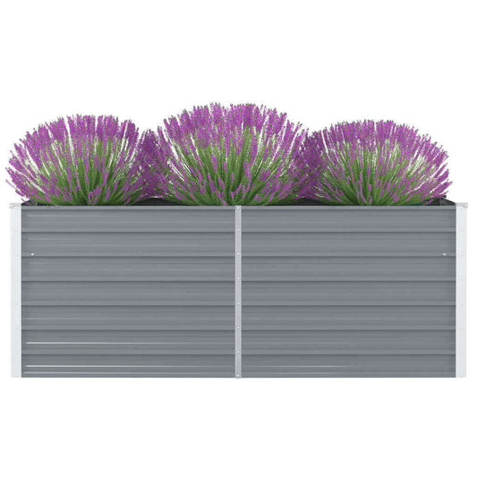 Raised Garden Bed 63"x31.5"x17.7" Galvanized Steel Gray W2B