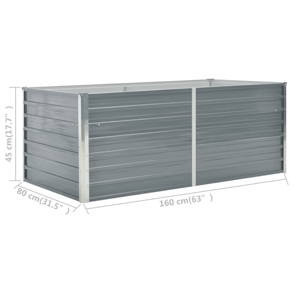 Raised Garden Bed 63"x31.5"x17.7" Galvanized Steel Gray W2B